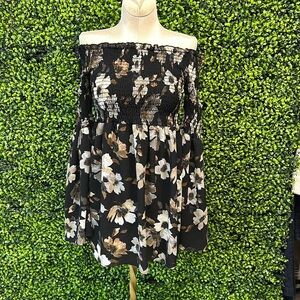 ALTARD STATE FLARE SLEEVE Mini DRESS L Floral Off-Shoulder
